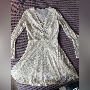 Elegant Off White Lace Dress